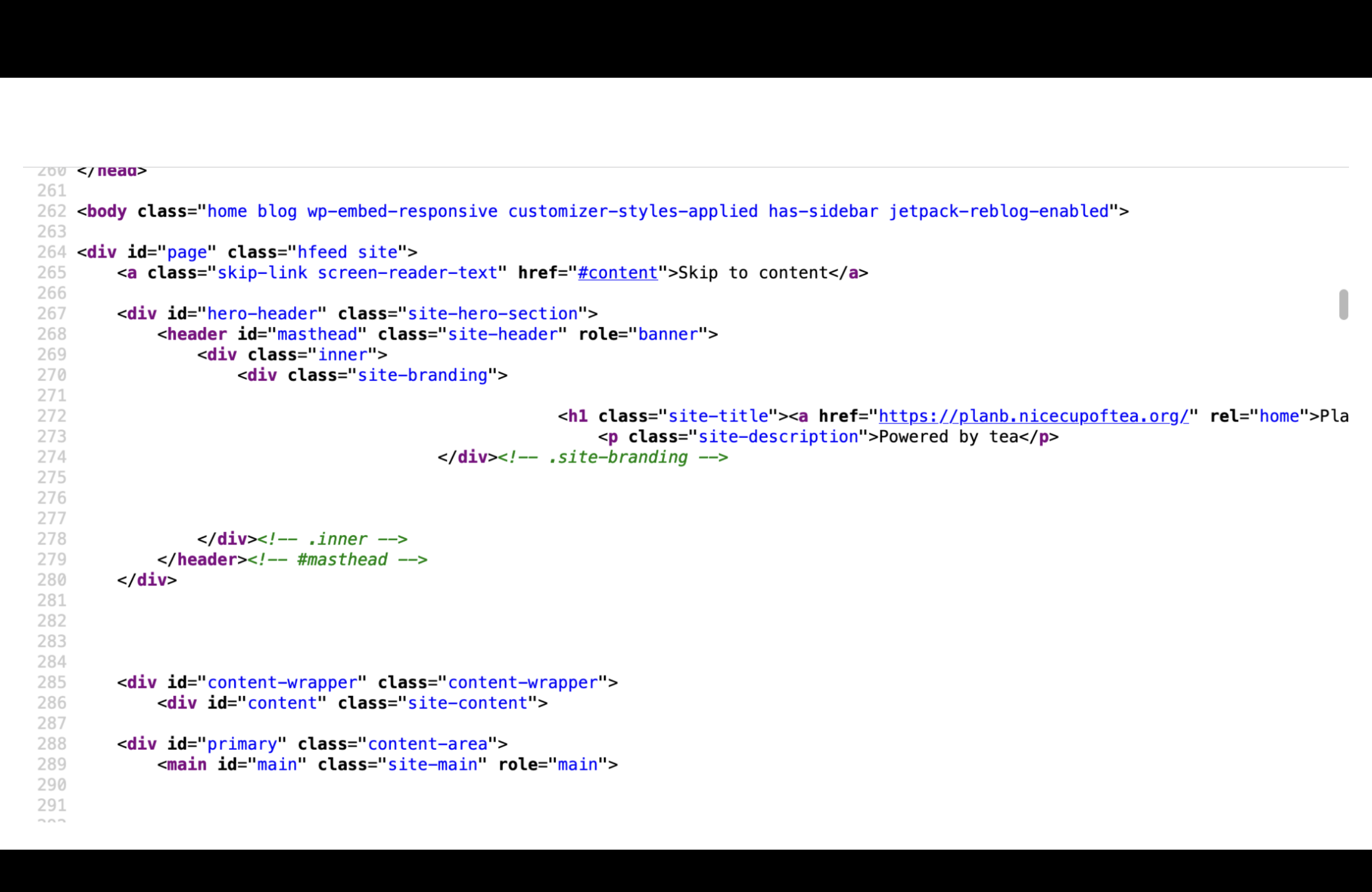 Some html source from my website