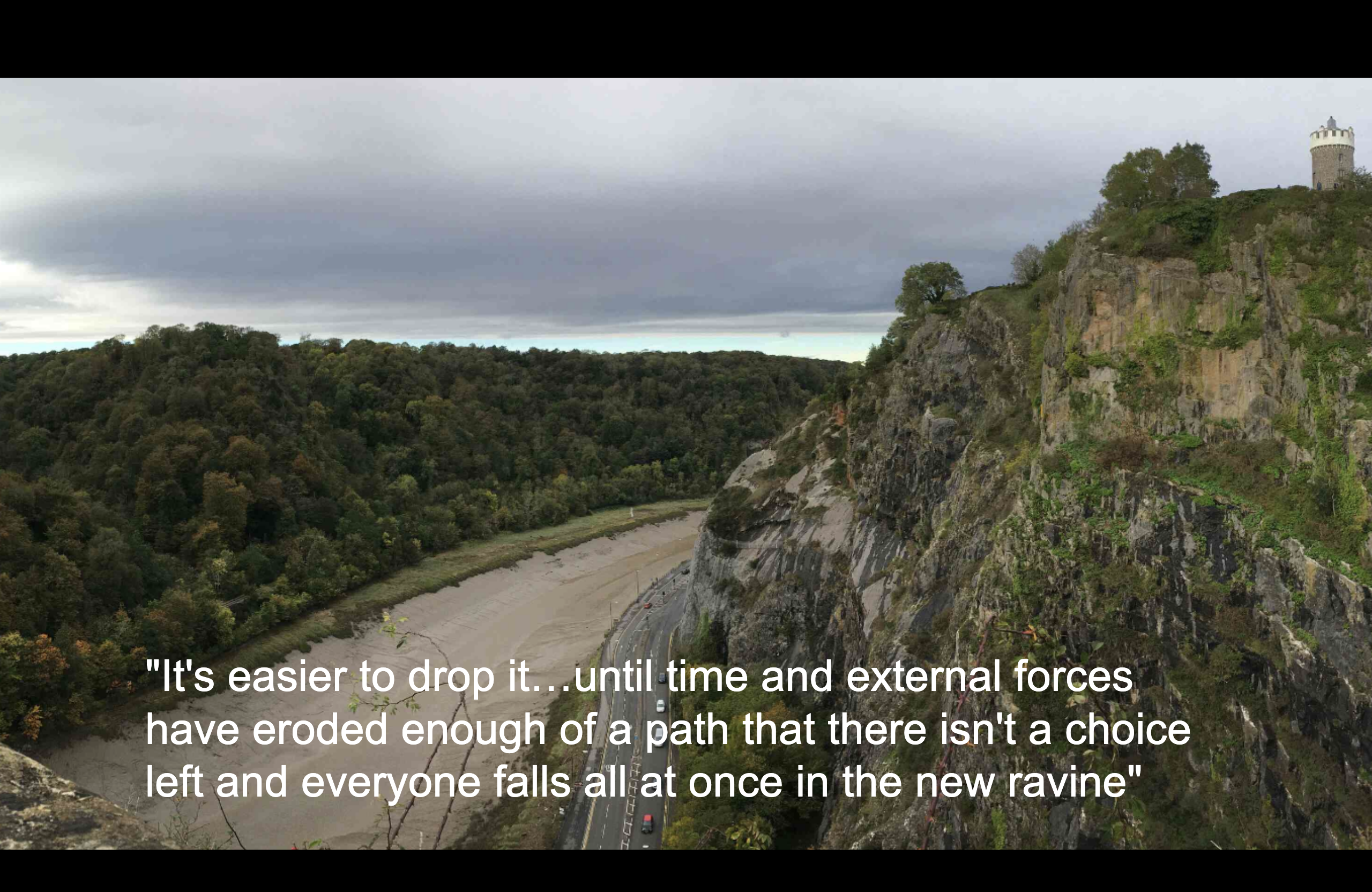 The Avon Gorge with the quote below written over it